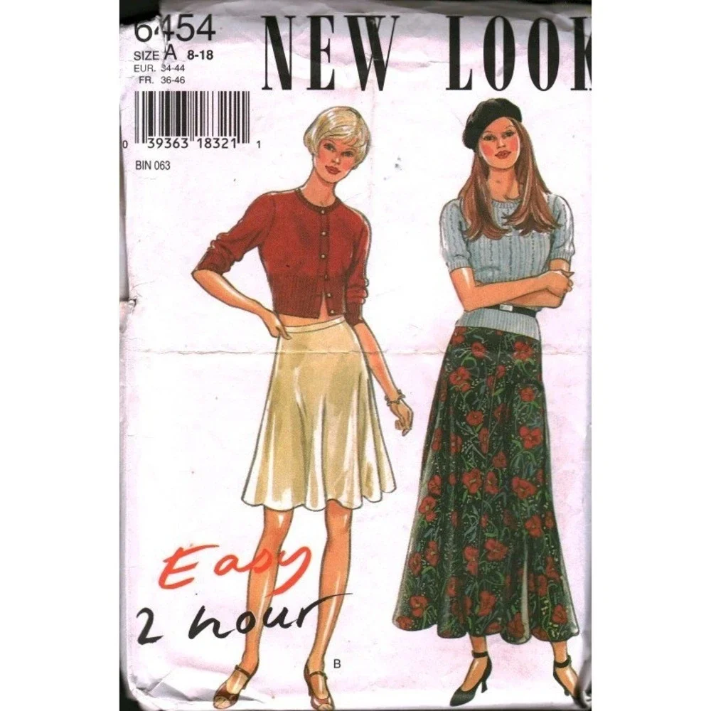 New Look 6454 Sewing Pattern Womens A-Line Skirt Two‎ Lengths 8-18 CUT Easy 2 Hr